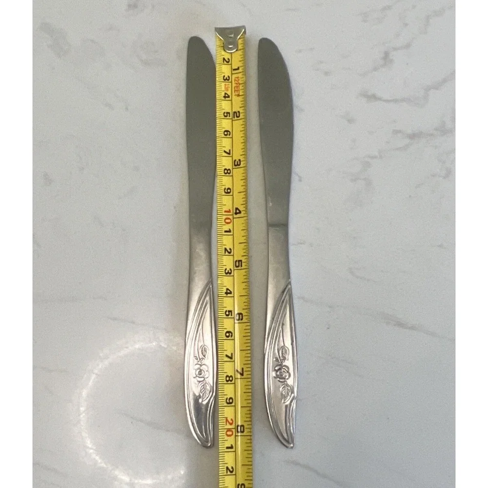 UTICA Stainless Steel Flatware Cameo Rose Oval Butter Knife USA 2